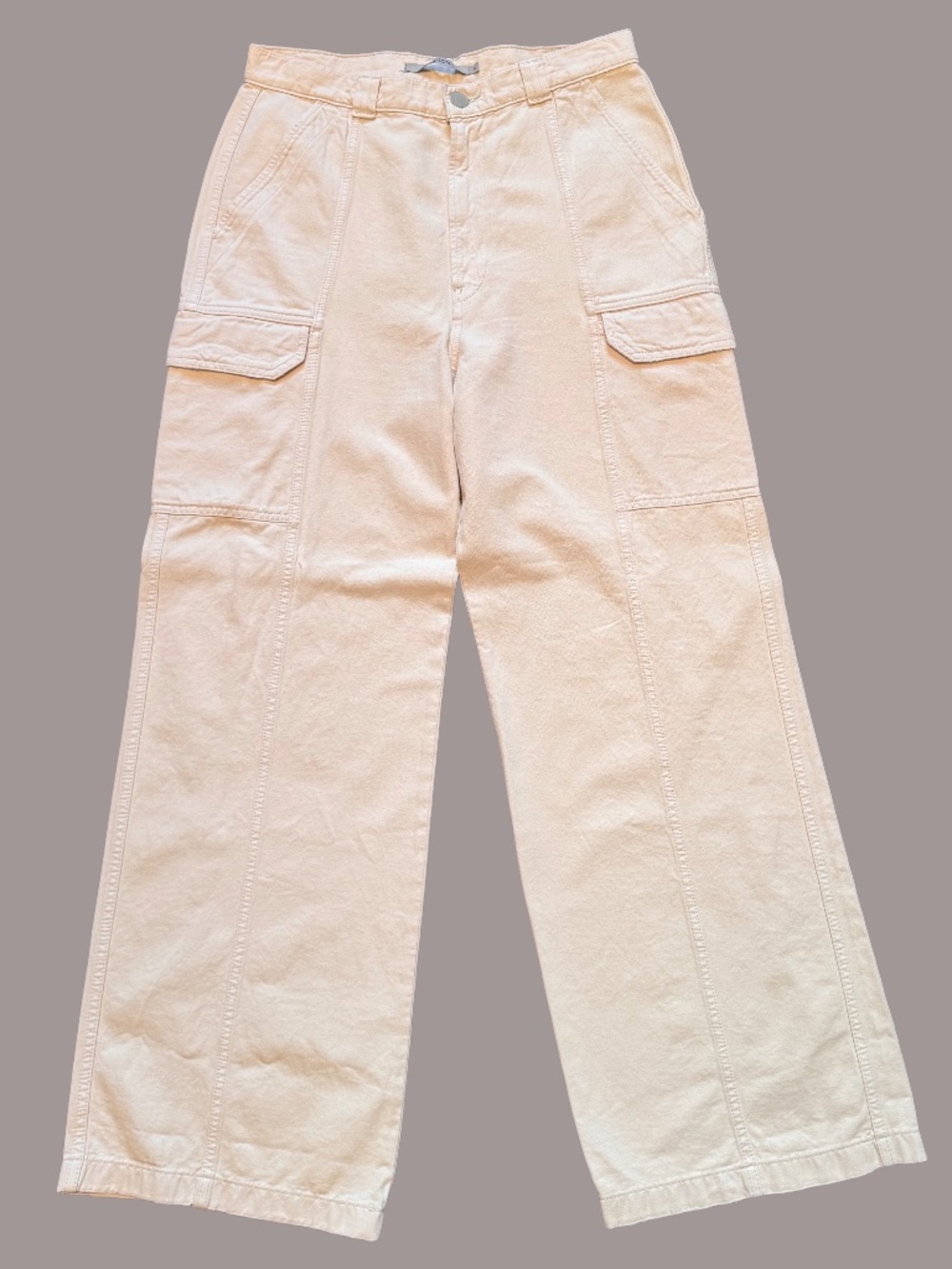 Hudson Jeans Cotton Cargo Pants Wide Leg Great Egret (Off-White) Size 31 - Picture 5 of 8